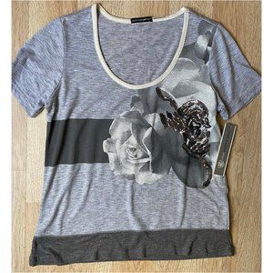 NEW Oleg Cassini Rose Printed Top with Sequins!